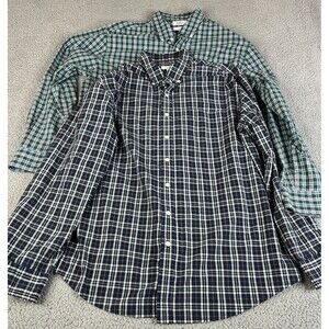 LOT OF 2 CROFT & Barrow Shirt Mens XL Blue Green  Button Down Easy Care Pocket